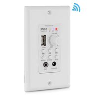 in Wall Mount Bluetooth Receiver - WiFi Wireless Audio Music Speaker Control, Stereo Speakers Volume Controller w/ 3.5mm AUX Jack Input, USB, Adapter, 30ft Range, Home Theater App - Pyle PWA25WIFIBT