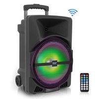 Wireless Portable PA Speaker System -1200W High Powered Bluetooth Compatible Indoor and Outdoor DJ Sound Stereo Loudspeaker w/ USB SD MP3 AUX  3.5mm Input, Flashing Party Light & FM Radio -PPHP1544B
