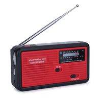 Tiemahun NOAA Weather Alert Radio Solar Emergency Radios WB/FM/AM, Hand Crank Windup 1000mAh Mobile Phone Charger LED Flashlight (Red)