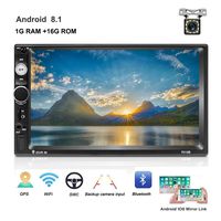 Car Stereo Double Din Android 8.1 Car Radio Bluetooth 1G 16G in Dash GPS Navigation Head Unit 7" HD Touch Screen WiFi FM Radio Receiver AUX-in USB TF Card Mirror Link +12 LEDs Rear View Camera