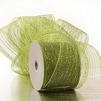 4" X 20 Yards Olive Deco Mesh W/Metallic Stripes