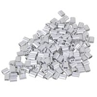 CNBTR 2mm Double Ferrules Sliver Aluminum Crimping Loop Wire Rope Clip Sleeves Clamps for M2 Wire Rope Pack of 200