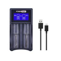 PowerTrust Smart Charger,LCD Universal Intelligent USB Dual Battery Charger for Rechargeable Li-ion Batteries 18650 26650 22650 18500 18350 17670 17500 16340 RCR123 14500 10440, Ni-MH Ni-Cd A AA AAA C
