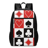 O-X_X-O Unisex Classic Lightweight Polyester Grid Poker Playing Cards Backpack School Rucksack Travel Backpack College School Bags Laptop Backpack 17 Inches