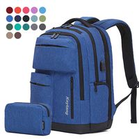 Laptop Backpack College School Computer Travel Laptop Backpack with USB Charging Port for Women Men Boys Girls, 17+ Colors for Choice Anti Theft Water Resistant School Travel Backpack,Blue