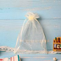 Rainbowroseus 100PCS 5x7 inches Organza Gift Bags with Drawstring-Light Yellow