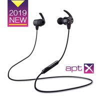 Sandoo Bluetooth 5.0 Earbuds, AptX Stereo Wireless Headphones, Magnetic CVC Noise Cancelling Sweatproof Sports Headphones Wireless Earphones with On-line Control Mic for Running Workout Gym Black