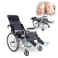 SJJLY Fully Lying/semi-Recumbent Wheelchair, Lightweight Transport Wheelchair, Foldable, Gear Adjustment, with Toilet, Suitable for The Elderly Disabled, Injury Recovery Medical Equipment