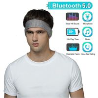 ZD Bluetooth Headband Sport Fitness Headphones, Outdoor Wireless Music Sport Headbands Headsets, Long Time Play for Workout, Running, Yoga Sleeping Travel Sport (Light Gray)