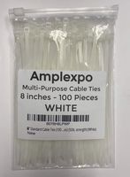 8" Standard Cable Ties (100 pieces) (50lb. strength) (White)