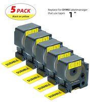 Label Orison- D1 Tape Labels 53718 Black on Yellow Label Maker Cassettes 1" x 23 Feet(24mmx7m) Compatible with Dymo LabelManager 420P 450D 500TS Wireless PnP,5 Cartridges