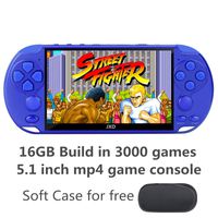 JXD New 5.1 inch 16GB 128Bit Retro Handheld Video Game Console Built-in 3000 Games for Arcade NEOGEO/CPS/FC/NES/SFC/SNES/GB/GBC/GBA/SMC/SMD/SEGA Handheld Game Console mp3/4 (Blue)