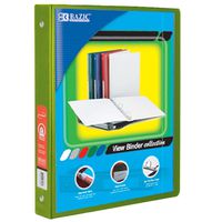 BAZIC 1/2" Lime Green 3-Ring View Binder w/ 2-Pockets