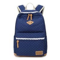 Casual Polka Dot School Backpack for Girls Women Bookbag Travel Laptop Backpack Rucksack Daypack (Blue)