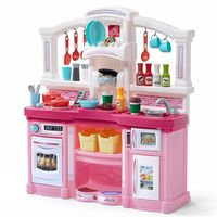 Step2 Fun with Friends Kitchen | Large Plastic Play Kitchen with Realistic Lights & Sounds | Pink Kids Kitchen Playset & 45-Pc Kitchen Accessories Set