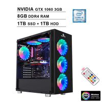 2020 NexiGo Quantum-Flux Liquid Cooled VR Ready RGB Gaming Desktop Computer (Intel 6-Core i5-9400F 2.9GHz, NVIDIA GTX 1060 3GB GDDR5, 8GB DDR4 RAM, 1TB SSD (Boot) + 1TB HDD, HDMI, WiFi, Windows 10)