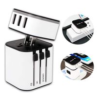 Travel Adapter SOONPAM Worldwide All in One International Power Adapter Universal Plug Wall Charger with 3 USB Charging Ports US to Europe Plug Adaptor for USA UK EU AUS (White)