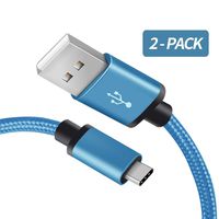 for Samsung Galaxy Note 9 Charger, Benicabe (2-Pack 3FT) USB Type C Fast Charging Cable Nylon Braided Cord for Galaxy S9/S9 Plus, S8/S8 Plus, Note 8 and More (Coral Blue)
