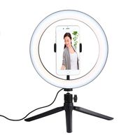 10"LED Ring Light with Tripod Stand &Cell Phone Holder,Desktop Mini Selfie Ring Light for Youtube Video/Live Stream/Makeup/Photography Compatible with Dimmable 3 Light Modes & 10 Brightness Level