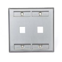 Leviton 43080-2L2 QuickPort Wallplate, Dual Gang, 2-Port, Stainless Steel, with Designation Window