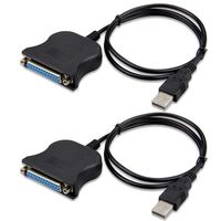 Adasea 2 Pack USB to DB25 IEEE-1284 Parallel Printer Adapter Cable for Laptop Desktop PC