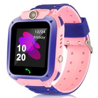 TOPCHANCES IP67 Waterproof Kids GPS Smart Watch Tracker Watch Baby Watch with Remote Camera SOS SIM Calls Location Device Tracker (Pink+Purple)