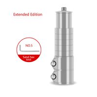 Bike Fork STEM Extender, MTB Handlebar Riser Extender Bicycle Aluminium Alloy Head Up Adapter for Mountain Bike, Road Bike, MTB, BMX- Extended Edition (New, Silver)