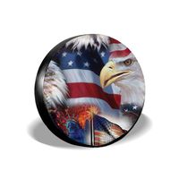 Jackmen Spare Tire Cover American Flag Polyester Universal Waterproof Corrosion Protection Wheel Covers for Jeep Trailer RV SUV Truck and Many Vehicles (14" 15" 16" 17")