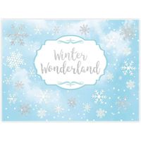 Allenjoy 8x6ft Winter Wonderland Theme Backdrop for Girl Party Decoration Sweet 6th 1st Birthday Banner Supplies Festival Sky Blue White Snowfall Background Girl's Christmas Princess Baby Shower Decor