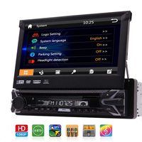 Single 1 Din Car DVD CD Player 7 inch Detachable Capacitive Touchscreen 1Din GPS Navigation Stereo Bluetooth Autoradio in Dash Head Unit FM AM RDS 1080p Video CAM-in USB SD AUX with 8GB Map & Remote