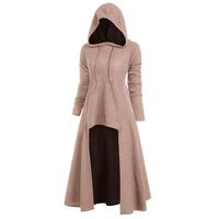 Womens Gothic Punk Asymmetric Hem Long Sleeve Loose Hoodies Dress Cloak Costumes Vintage High Low Sweatshirts Tunic Tops (Pink, L)