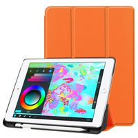 Chezaa for New iPad 9.7-inch 2018 Case Cover, Anti-Dust,Ultra Slim Smart PU Stand Case Cover with Pencil Holder, with Auto Sleep/Wake,for The Apple iPad 9.7 iPad 5th / 6th Generation (Orange)