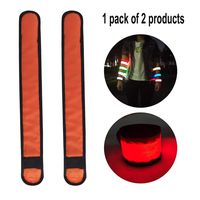 2-Pack LED Slap Bracelets Light Up Armbands Glow in The Dark Wristbands for Men Women Kids, Night Safety Lights Reflective Gear for Running Jogging Cycling Hiking Camping Outdoor Sports(Orange)