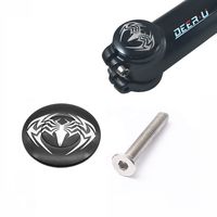 DEERU 1 1/8" Light Bicycle Aluminum Headset Top Cap & Stainless Steel Bolt MTB Bike, Bolt Cap Covered (Spider-Black)