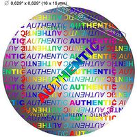 80"AUTHENTIC" VOIDABLE ROUND SECURITY HOLOGRAM. Silver Security Holograms 0.63"(16mm) 3D Protective Stickers Tamper Evident.