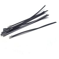 Antrader 10-Pack 5.9" Cable Ties, Stainless Steel Zip Ties Exhaust Wrap Self Locking Cable Ties,PVC Spray Coating,Black