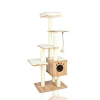 LAZY BUDDY 67" Wooden Cat Tree, [New Arrival] Modern Cat Tower, 5 Levels for Cat's Activity, Cat Furniture with Removable and Washable Mats for Kittens, Large Cats and Pets (Medium)