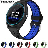 Beseneur Bluetooth Smart Watch V9 con cámara smartwatch podómetro salud Deporte horas reloj Hombres Mujeres smartwatch para Android iOS (Red)