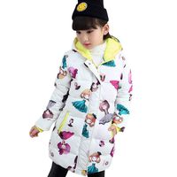 kaiCran Toddler Baby Girls Coat Long Sleeve Cartoon Character Print Hooded Zipper Jacket Coat Outerwear Clothes 2-8 Years (White, 130(4-5 Years))