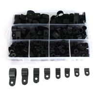 215 Pcs Cable Clamps Black R-Type Nylon Cable Clamp Clips Fasteners for Wire Management Cable Conduit 8 Sizes