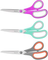 Scissors, 8" Multipurpose Scissors Bulk 3-Pack, Ultra Sharp Blade Shears, Comfort-Grip Handles, Sturdy Sharp Scissors for Office Home School Sewing Fabric Craft Supplies, Fit Both Right/Left Handed