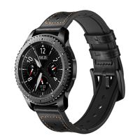 AISPORTS Compatible for 22mm Samsung Gear S3 Frontier/Gear S3 Classic/Galaxy Watch 46mm Bands Leather Soft Silicone Replacement Bracelet Wristband for Galaxy Watch 46mm/Gear S3 Smart Watch, Black