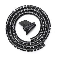 Chiloskit 60inch Cable Management Sleeve Cable Organizer Management Clips Wrap Cord Protector for Office Home and PC (Black(D=1/2inch))
