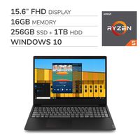 Lenovo IdeaPad S145 2019 Premium 15.6" FHD Laptop Notebook Computer,AMD Ryzen 5-3500U 2.0 GHz, AMD Radeon Vega 8, 16GB RAM, 256GB SSD+1TB HDD, No DVD, Wi-Fi, Bluetooth, Webcam, HDMI, Windows 10 Home
