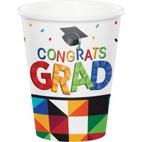 Creative Converting 18 Count 9 Ounce Hot/Cold Paper Cups for Graduation Party, Fractal Fun