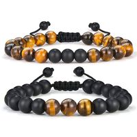 M MOOHAM Tiger Eye Mens Bracelet - 8mm Natural Tiger Eye Bracelet Mens Anxiety Bracelet, Stress Relief Adjustable Tiger Eye Bracelet Matte Agate Bracelet Dad Gifts Fathers Gifts Boyfriend Gifts