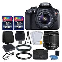Canon EOS Rebel T6 Digital SLR Camera + Canon 18-55mm EF-S Lens + Transcend 24GB SDHC Card + 58mm UV Filter + Extra Battery + USB Card Reader + Vivitar Gadget Bag + Lens Band + Complete Valued Kit