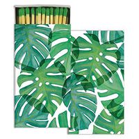 HomArt Large Decorative Monstera Leaf Candle and Fireplace Wood Matches (Set of 6)