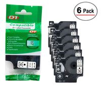 6/Pack LM Tapes - Premium LM-45022 1/2" Black on Silver Compatible Label Maker Tape, Replaces Dymo 45022 D1 Label Tape 12mm