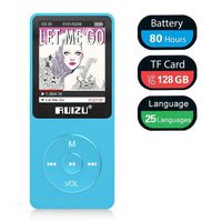 Mp3 Player, RUIZU X02 Ultra Slim Music Player with FM Radio, Voice Recorder, Video Play, Text Reading, 80 Hours Playback and Expandable Up to 128 GB (Blue)